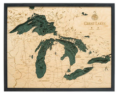 Great Lakes 3-D Nautical Wood Chart