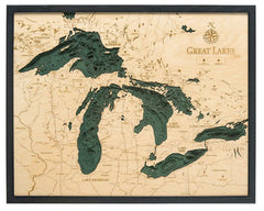 Great Lakes 3-D Nautical Wood Chart