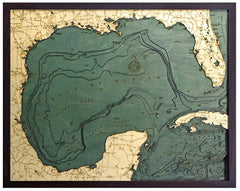 Gulf of Mexico 3-D Nautical Wood Chart