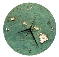 Hawaiian Islands Map Wood Clock