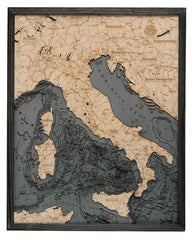 Italy 3-D Nautical Wood Chart