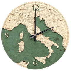 Wood Map Italy Clock