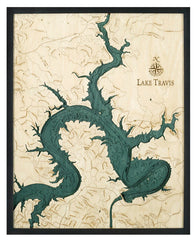 Lake Travis, Texas 3-D Nautical Wood Chart