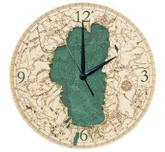 Lake Tahoe Wood Map Clock