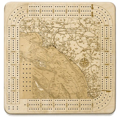 Los Angeles to San Diego, California Cribbage Board