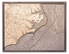 North Carolina Coast 3-D Nautical Wood Chart