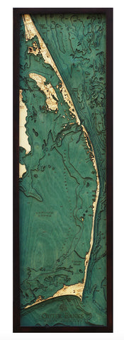 Outer Banks, North Carolina 3-D Nautical Wood Map