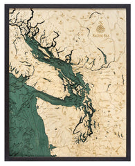Salish Sea, Washington 3-D Nautical Wood Chart