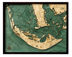 Sanibel Island, Florida 3-D Nautical Wood Chart