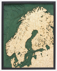 Scandinavia 3-D Nautical Wood Chart
