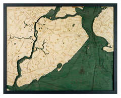 Staten Island, New York 3-D Nautical Wood Chart