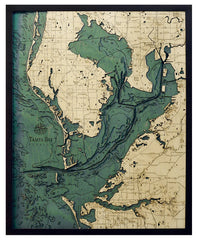 Tampa Bay, Florida 3-D Nautical Wood Chart