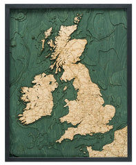 United Kingdom 3-D Nautical Wood Chart