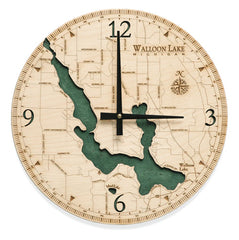 Wood Map Walloon Lake Clock