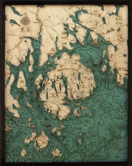 Bar Harbor/ Mount Desert Island, Maine 3-D Nautical Wood Chart