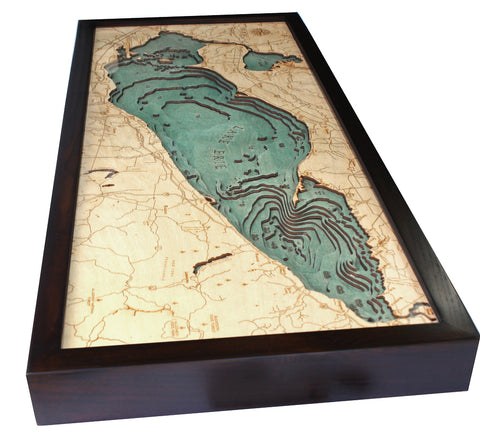Lake Ontario 3-D Nautical Wood Chart, Medium, 13.5 x 31 – WoodChart