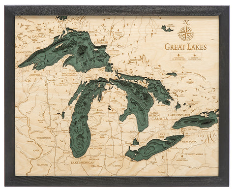 Wood map of the Great Lakes