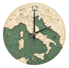 Italy Wood Map Clock