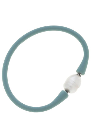 Bali Freshwater Pearl Silicone Bracelet - Seafoam Green - Vickie's Gifts