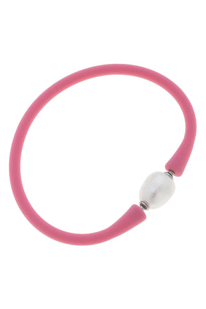 Bali Freshwater Pearl Silicone Bracelet - Bubblegum - Vickie's Gifts