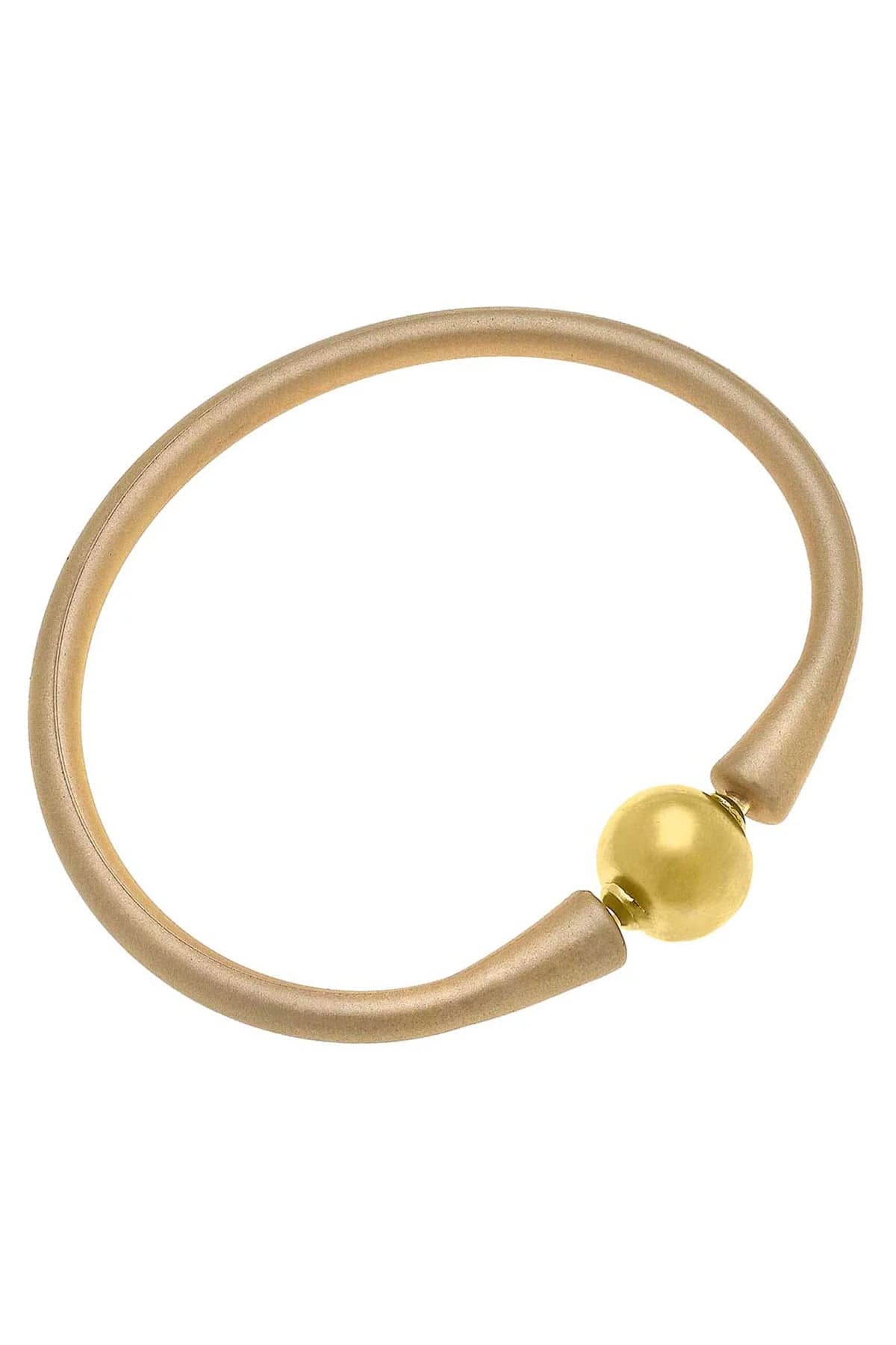 Bali 24K Gold Plated Bali Bead Silicone Bracelet - Metallic Gold
