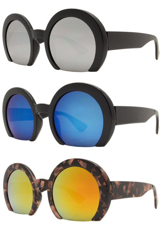 8930 RVC - Plastic Sunglasses with Color Mirror Lens