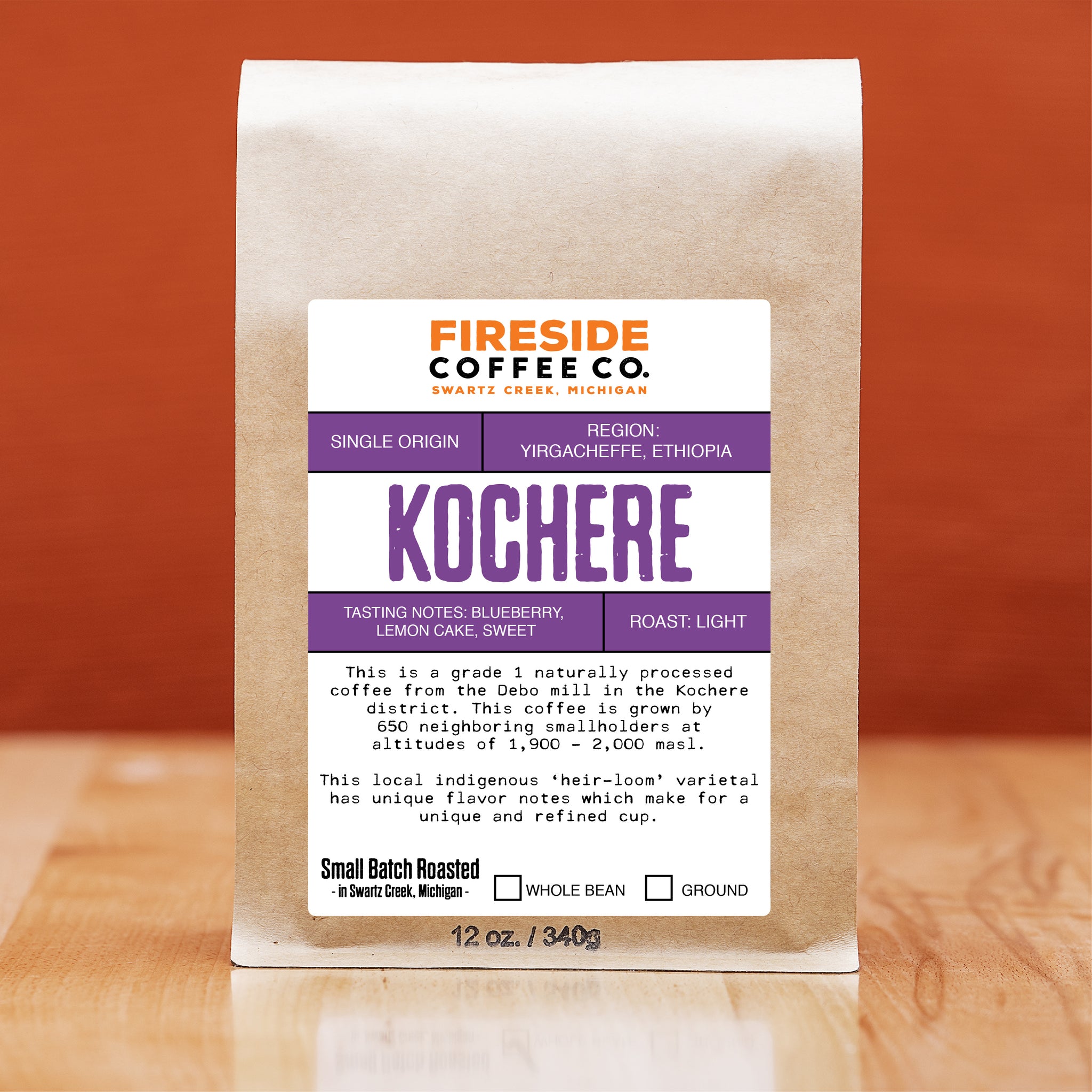 Kochere Ethiopia Light Roast Coffee Fireside Coffee Co