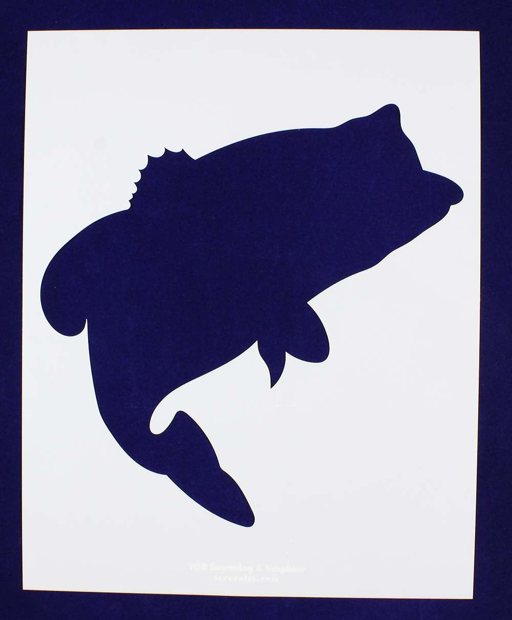 Large Bass Jumping (fish) Stencils -1 pc-Mylar 14mil - Painting