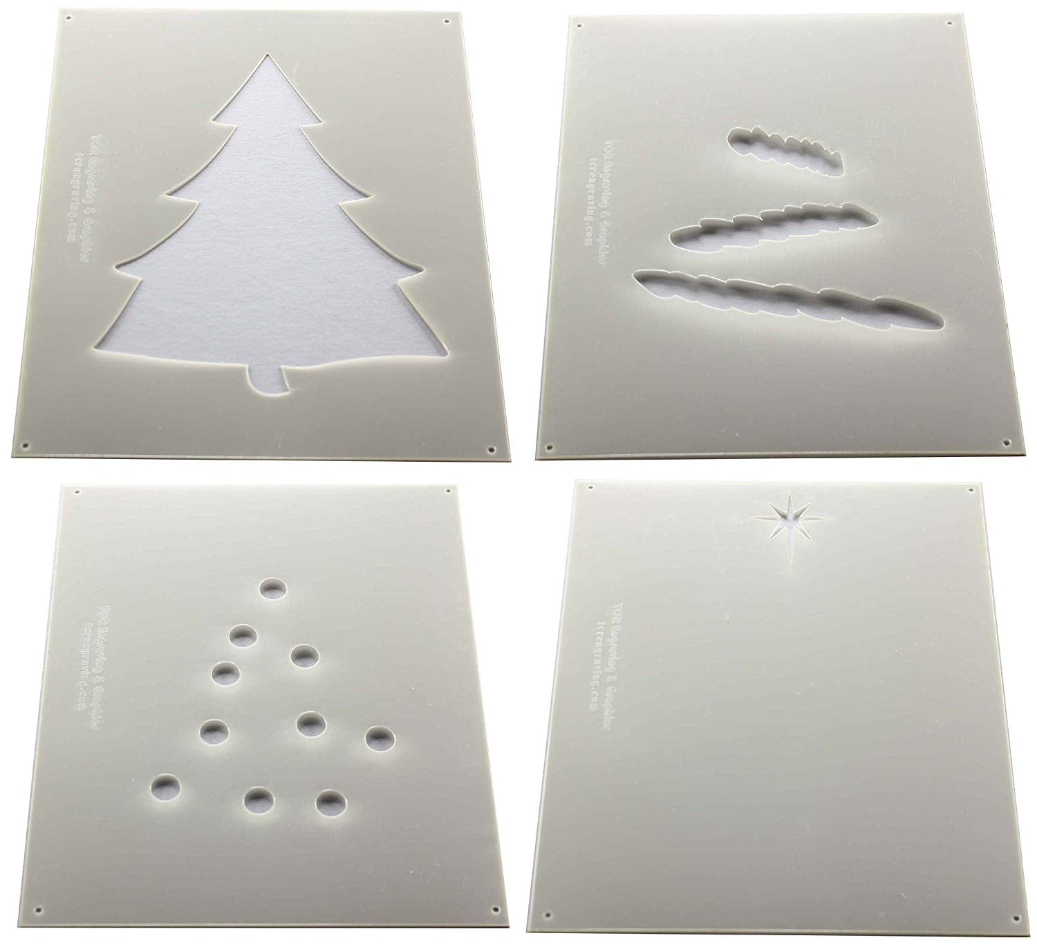 Primitive Hand-Drawn Christmas Tree / 4pk Stencil Bundle