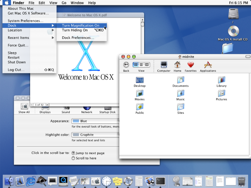 Mac OS X 10.1 Apple-Meny