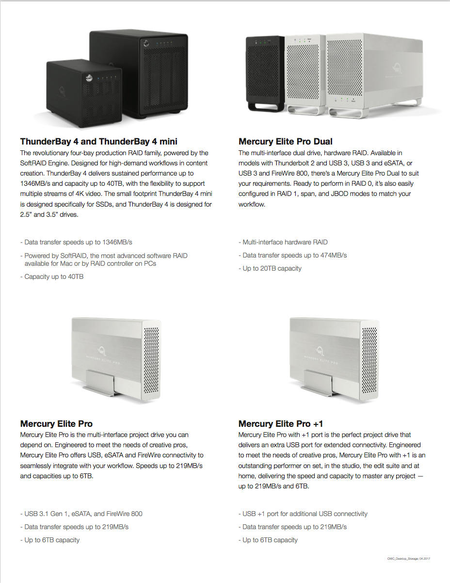 OWC ThunderBay 4 and ThunderBay 4 mini, Mercury Elite Pro Dual & Mercury Elite Pro