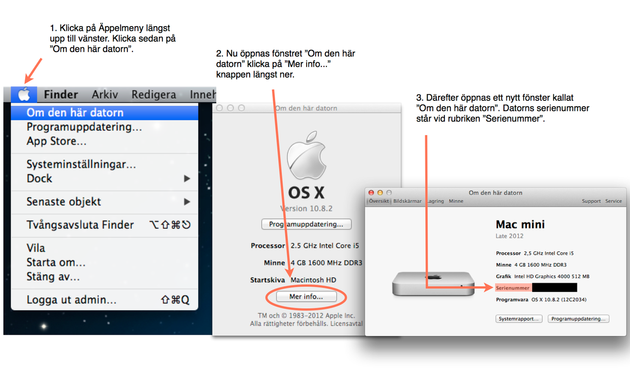 Hitta modellnamn och serienummer för din Mac - Apple-support (SE)
