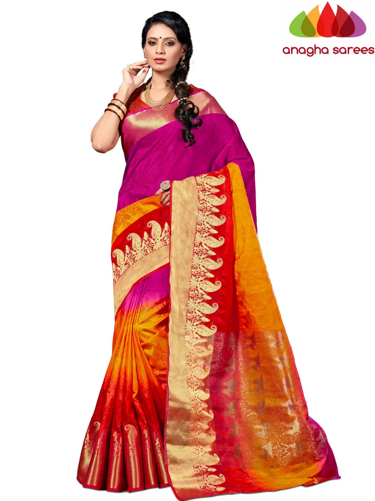 Designer Jacquard Semi Silk Saree - Multicolor  ANA_547 - Anagha Sarees