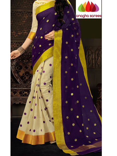 Designer Pure Cotton Saree - Violet ANA_625 - Anagha Sarees