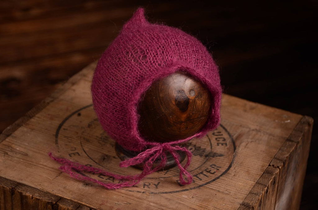 Adjustable Pointy Mohair Bonnet - Mauve