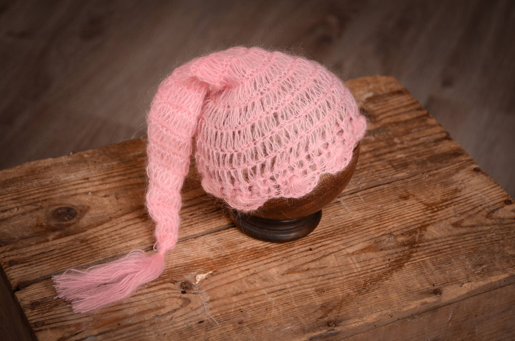 Ornate Mohair Sleeping Hat - Pink