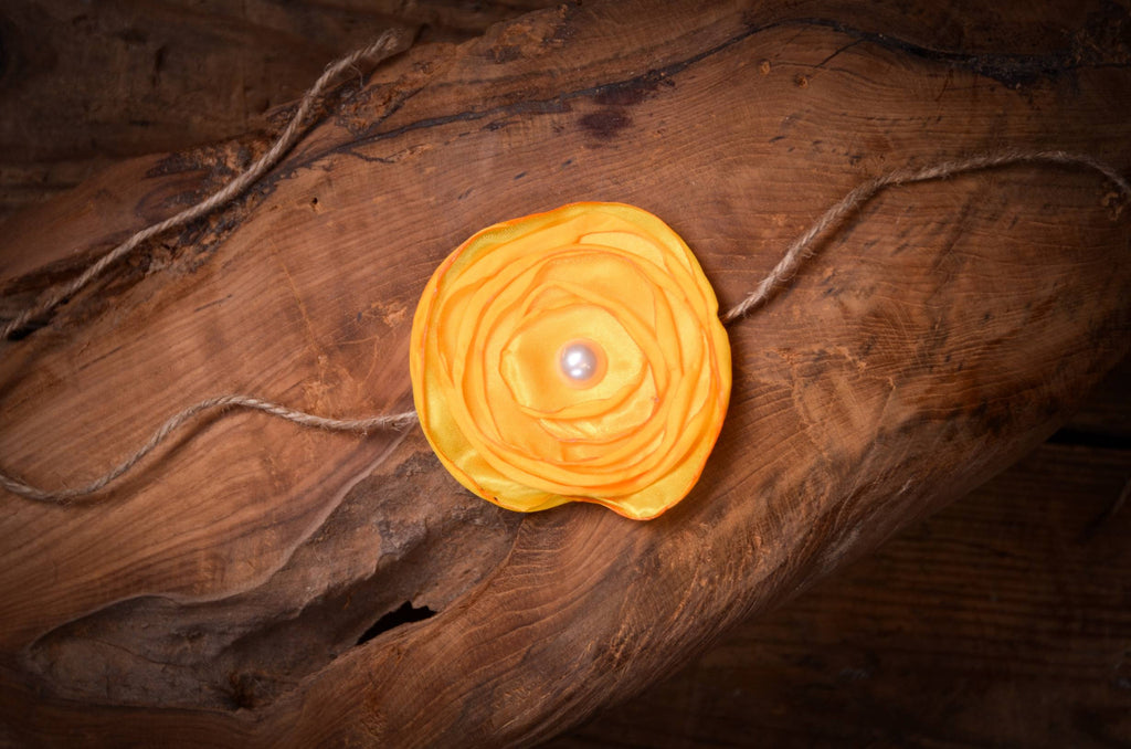 Satin Flower Headband - Yellow