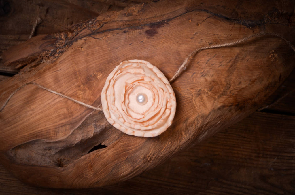 Satin Flower Headband - Beige