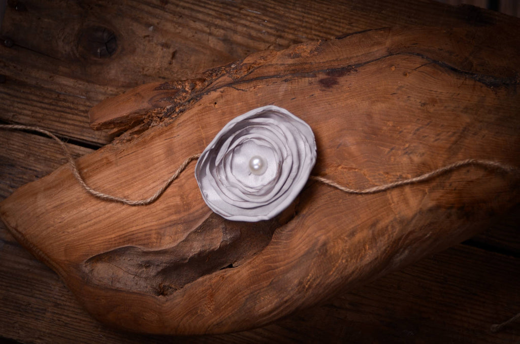 Satin Flower Headband - Gray