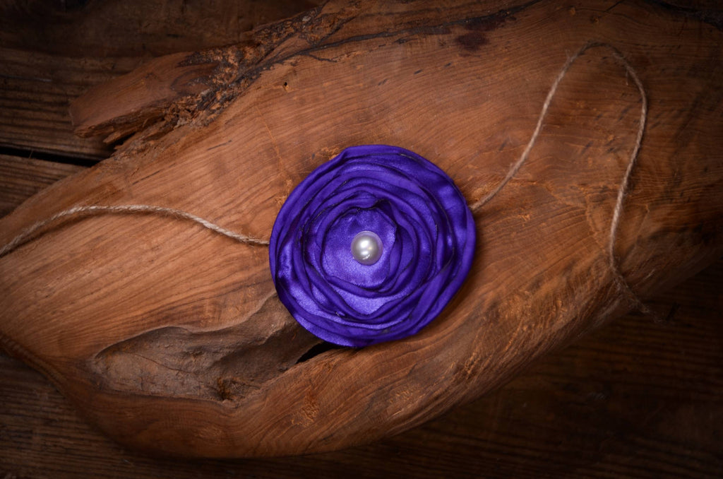 Satin Flower Headband - Purple