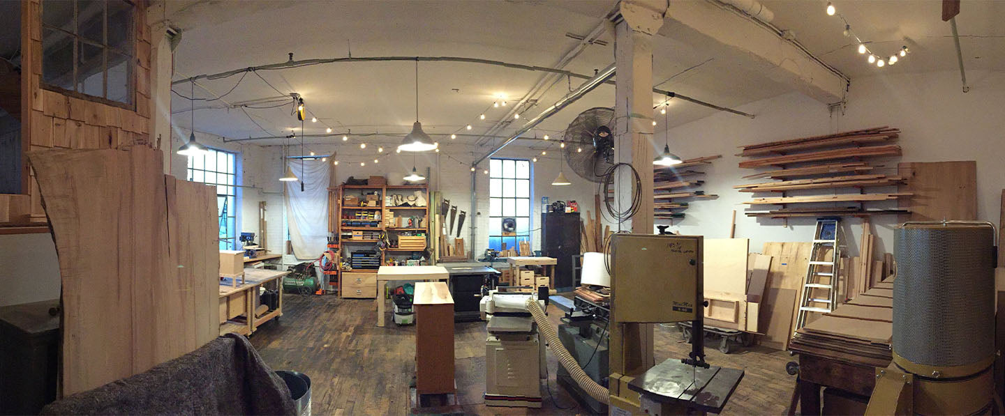 Workshop panorama: Aaron Black Design, Ridgewood, Queens, NY.