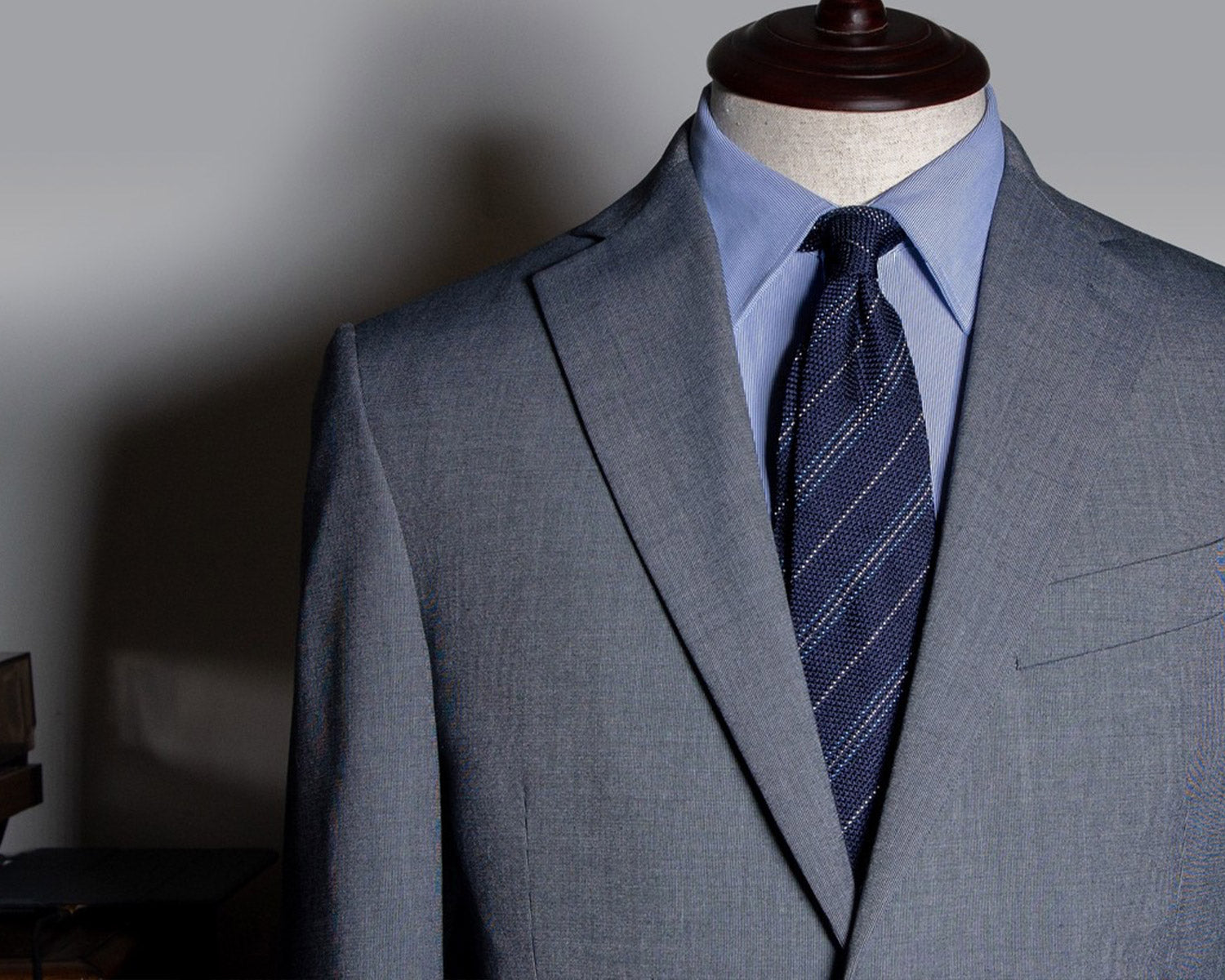 Refining Spring Suits for Men so You're in Full Bloom - Light Grey Suit with Striped Blue Grenadine Tie