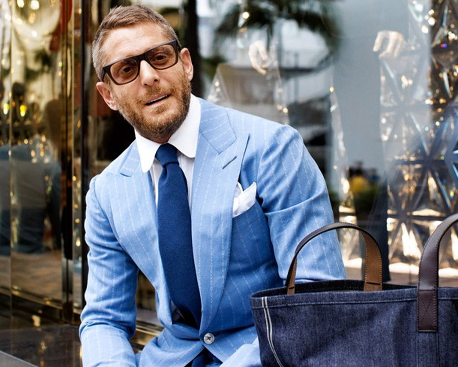 Refining Spring Suits for Men so You're in Full Bloom - Lapo Elkann in Light Blue Suit and Blue Tie