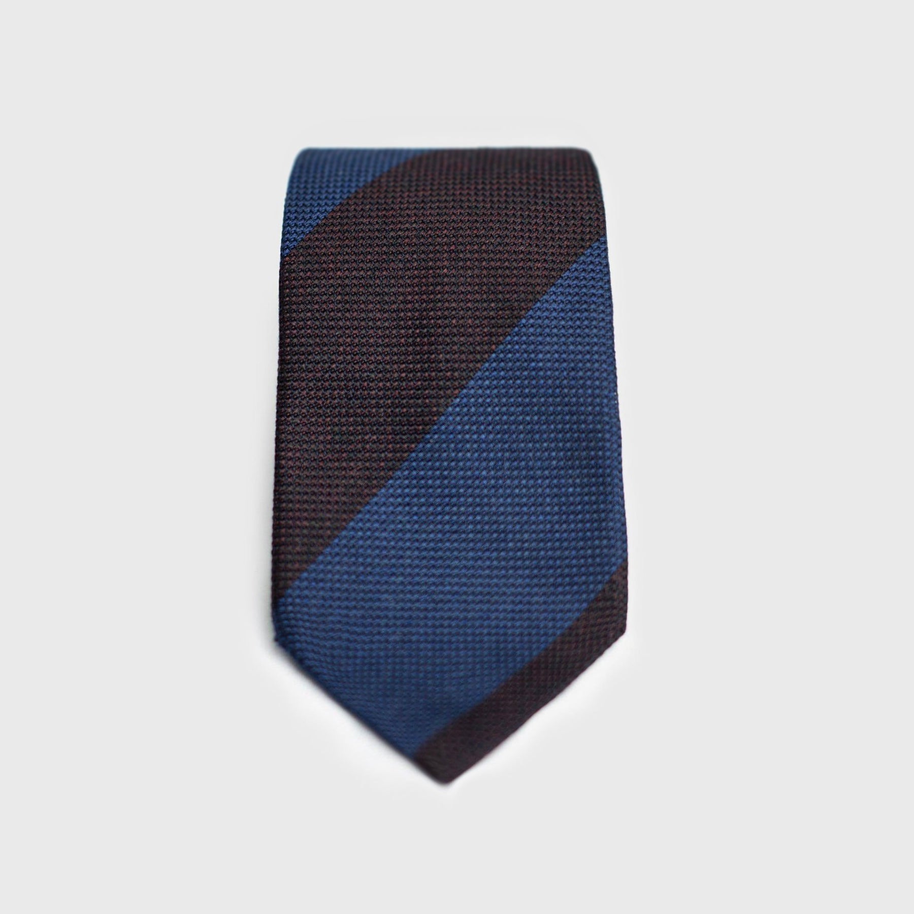 French Blue & Deep Burgundy Block Striped Grenadine Tie – Aklasu