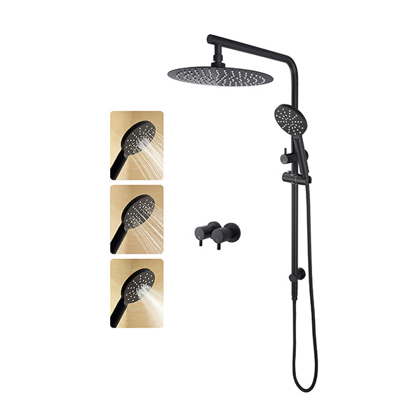 black 300mm steel shower head set 3 modes handheld heads mixer taps