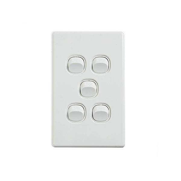 10 Pcs Elegant Wall Switch 5 Gang 250V 16A Vertical