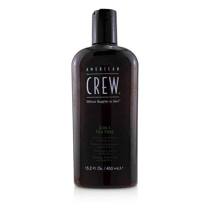 american crew men 3 in 1 tea tree shampoo conditioner and body wash 450ml