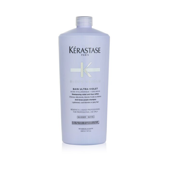 Kerastase Blond Absolu Bain Ultra Violet Anti Brass Purple Shampoo Lightened Cool Blonde Or Grey Hair 1000Ml