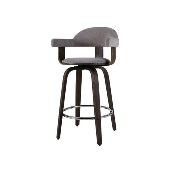 2 Pcs Bar Stools Wooden Swivel Kitchen Dining Chair Grey