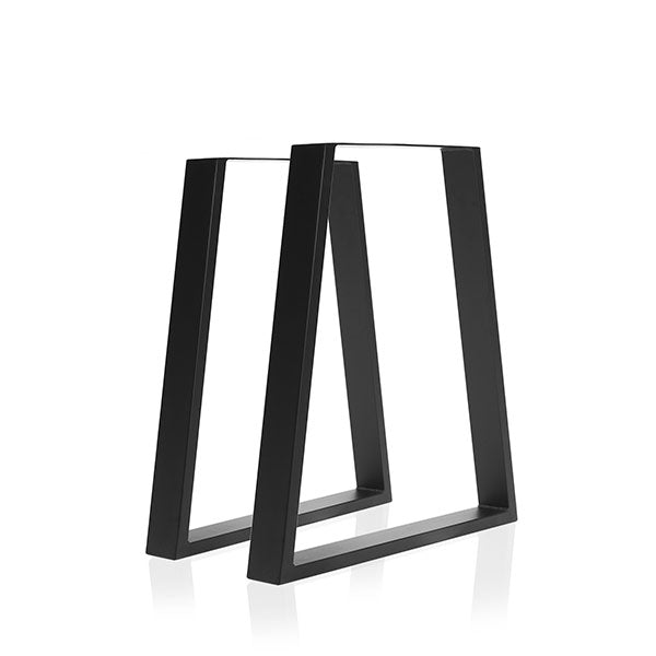 2X Table Legs Bench Trapezium Metal Black